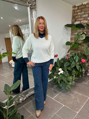 Antique Cream Back Detail Knit Top Billie