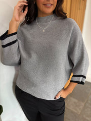 Silver Striped Trim Knit Petra