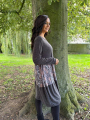 Grey Ditsy Leopard Panel Dress Clara