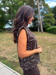 Chocolate Sleeveless Paisley Top Caitlyn