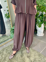 Chocolate Hareem Button Trousers Misty