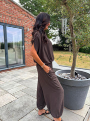 Chocolate Two Piece Trouser Set Sara