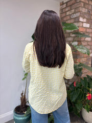 Yellow Button Sleeve Gingham Blouse Opal