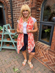 Orange Gold Detail Sketch Flower Scarf