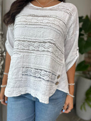 White Lace Stripe Top India