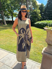 Khaki Artisan Bloom Dress Emily