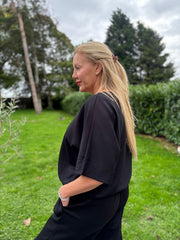 Black Drawstring Hem Top Judy