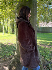 Chocolate Luxury Faux Fur Hooded Coat Aspen