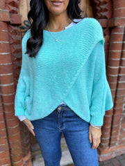 Aqua Knitted Wrap Jumper Nell
