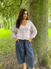 Lilac Chunky Knit Cardi Gail