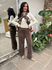 Chocolate Chenille Textured Trousers Mia