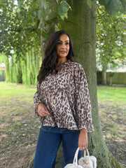 Mocha Leopard Print Blouse Gina
