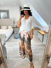Pink Palm Tree Wide Leg Trousers Maya