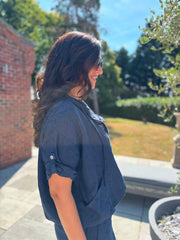 Navy Hooded Zip Jacket Set Willa