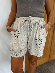 Stone Paisley Bubble Cotton Shorts