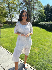 Stone Broderie Bardot Dress Orla