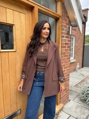 Chocolate Leopard Lined Blazer Ashley