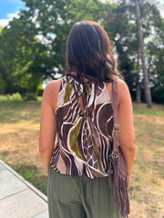 Chocolate Abstract Halter Neck Top Jessie