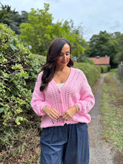 Pink Chunky Knit Cardi Gail