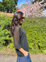 Black Net Sleeve Top Julia