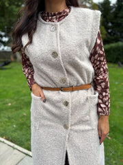 Stone Brushed Belted Waistcoat Andrea