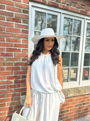 White Sleeveless Tie Detail Co-Ord Ashley