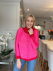 Candy Pink Knitted Zip Jacket Addison