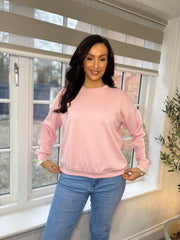 Pink Lace Sleeve Sweatshirt Angela