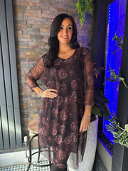 Chocolate Rose Mesh Dress Natalie