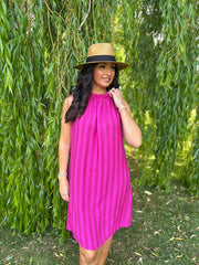 Lipstick Striped Sleeveless Dress Tiana