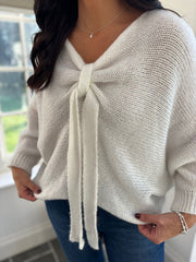 Winter White Knitted Tie Front Jumper Libby