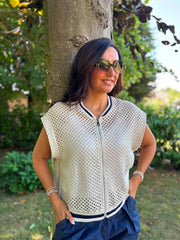 Stone Crochet Net Sleeveless Jacket Sharon