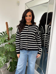 Monochrome Stripe Cardigan Dora