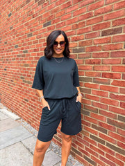 Black Shorts Leisure Set Amber