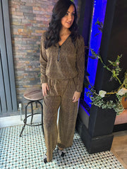 Gold Diamante Shimmer Trousers Hazel