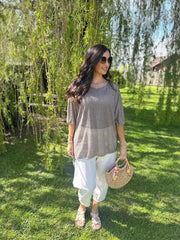 Mocha Shimmer Loose Weave Top Jasmine