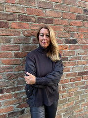 Black Quilted Roll Neck Knit Amy