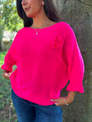 Lipstick Applique Ruffle Sleeve Knit Crystal