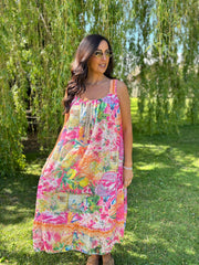 Pink Tropical Tassel Dress Seren