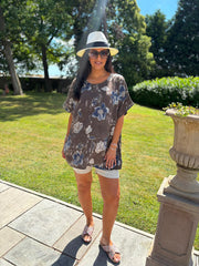 Chocolate Floral Pattern Top Hattie