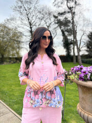 Pink Floral Butterfly Top Reeva