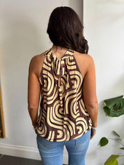 Lemon Geometric Halter Neck Top Jessie
