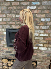 Wine Leopard Tie Cardi Elsa