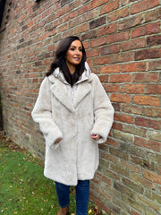 Stone Luxury Faux Fur Hooded Coat Aspen