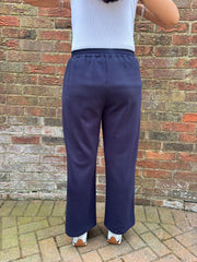 Navy Seam Front Pull On Comfort Trousers