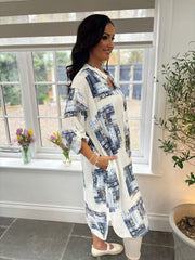 Navy Floral Aztec Shirt Dress  Gemma