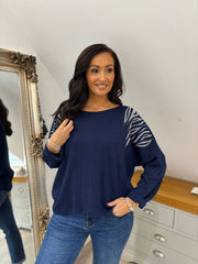 Navy Animal Pattern Knit Louisa