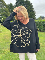 Black Flower Knit Alissa