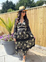 Black Luxury Gold Embroidered Maxi Seraphina