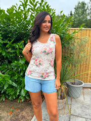 Stone Vintage Floral Ruffle Vest Yasmin